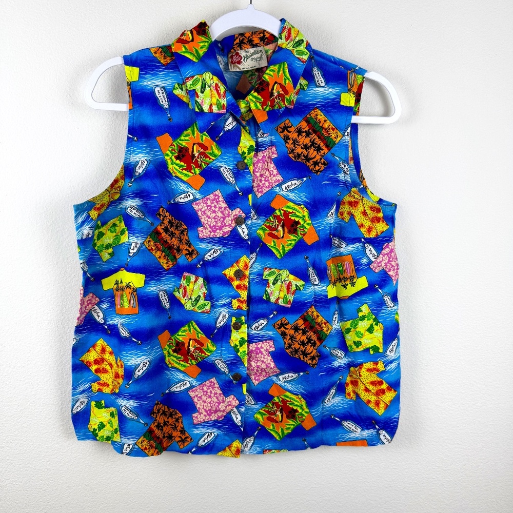 HILO HATTIES 'The Hawaiian Original' Sleeveless Colorful Top / Size L